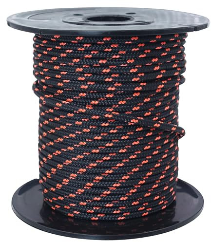 GM CLIMBING 3mm Accessory Cord 400lbs High Strength for Outdoor Tent Tarp Hammock Guyline Rigging Hunting Backpacking Survival Mountaineering Black 100ft