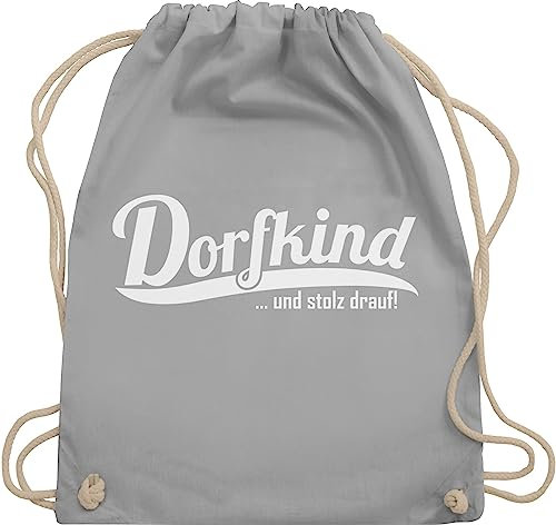 Turnbeutel Rucksack - Sprüche Statement mit Spruch - Dorfkind und stolz drauf I Landleben I Dorfkinder - Unisize - Hellgrau - rucksäcke bin beutel+rucksack+mit+sprüchen sprueche dorf beutel