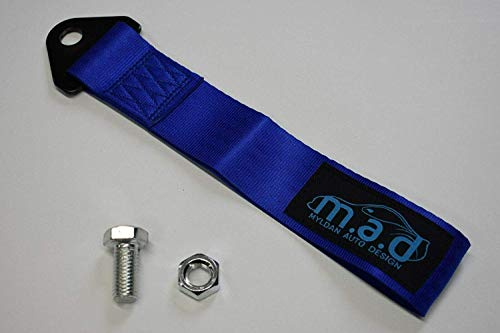 MyldanAutoDesign BLUE M.A.D 280MM TOW STRAP LOOP RECOVERY HOOK TRACK DAY RACE CAR