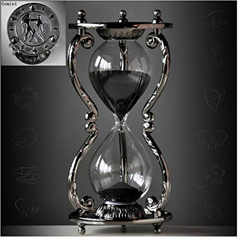 Sanduhr mit Sanduhr, 30 Minuten, einzigartig, Vintage-Stil, 12 Sternbilder, Metall, Kunst, Sanduhr, Schwarz