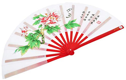 ShenLong - Éventail Tai Chi (Tai Ji Shan) Pivoine - Droitier, Blanc