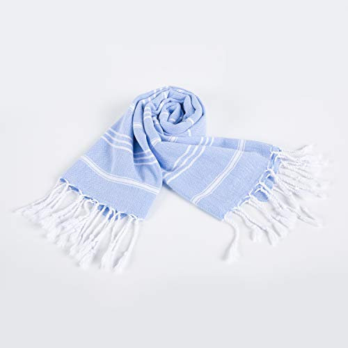 AYSIBOO Strandtuch aus 100% Baumwolle 95 x 55 cm I tradionelles Hamamtuch I Saunatuch I Ideal f?r Sauna Strand Fitness Yoga Sport Hamam I Pestemal Fouta Towel - blau