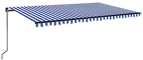 vidaXL Gelenkarmmarkise Einziehbar mit LED Markise Balkonmarkise Sonnenmarkise Sonnenschutz Sichtschutz Terrasse Garten 500x350cm Blau Weiß