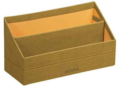 Rhodia 194599C - Briefablage 25x10x14cm, aus Kunstleder, elegant und praktisch, 1 Stück, Gold