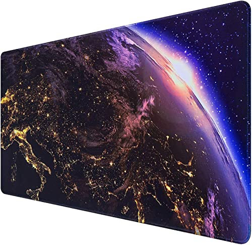 Abetcabe Gaming Mouse Pad, Extended Mouse Pad XXL 800 x 400 mm,Computer Keyboard Mouse Mat Desk Pad with Non-Slip Rubber Base and Stitched Edge for Home Office Gaming Work (Gold-City Light, XXL)