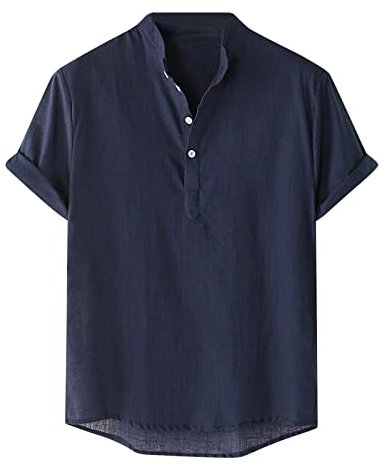 LAOSU Hemd Herren Kurzarm Ausschnitt Oberhemd Kent Transparentes Hemdjacke Kariert Schwarz Spitzenoberteil One Shoulder Sommer Musselin Blaues Designer Arbeitshemden Westernhemd Oberhemden