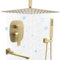 Delnet Concealed Shower System Brushed Gold 12 Inch Ceiling Mounted Rain Shower System Brass Shower Mixer Set