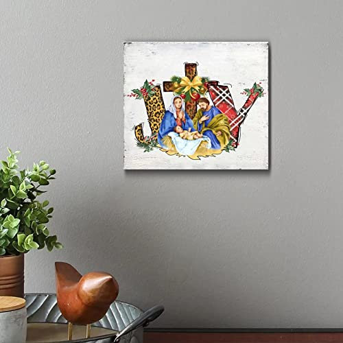 Holzschild mit der Aufschrift Birth of Jesus Joy, religiöse, christliche Krippe, rustikales Holzschild, rustikales Holzschild, rustikale Küchendekoration, 30,5 x 30,5 cm
