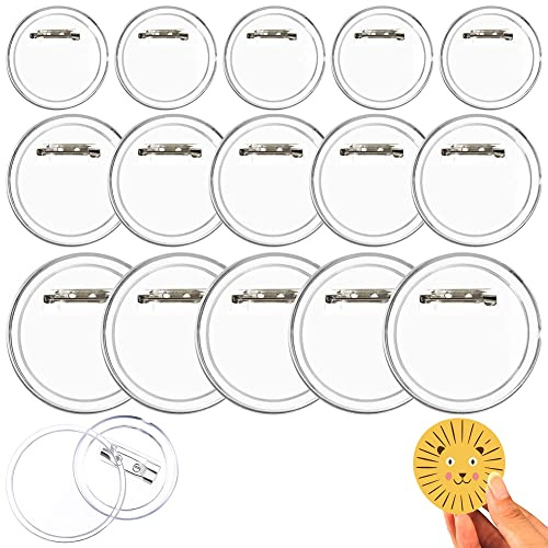 Acryl Design Button Abzeichen,Klar Knopf Pin Abzeichen Kit, für Foto Bild Kleidung DIY Handwerk, 15 Stück,Mit Drei Größen (Ø 44mm,Ø 37mm,Ø 25mm)