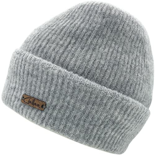 Chillaz Seefeld Beanie Grau - Stylische warme Alpaka Mütze, Größe One Size - Farbe Light Grey