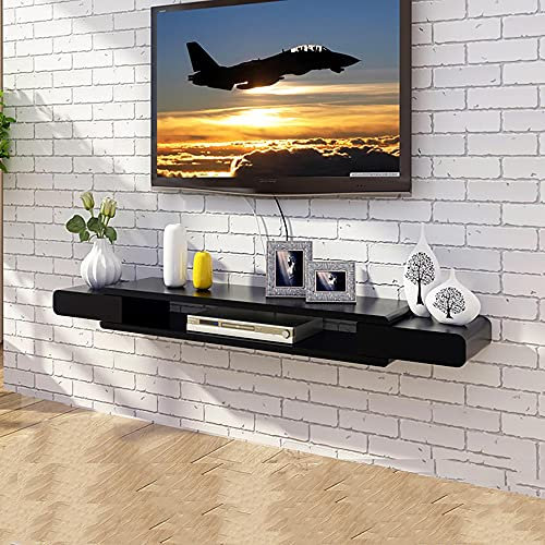 Uvency Wall Mounted Tv Cabinet,Wall Mount Entertainment Unit,Small Apartment Simple Bedroom Wall Hanging Background Wall Shelf/Black/150Cm/Black/110Cm