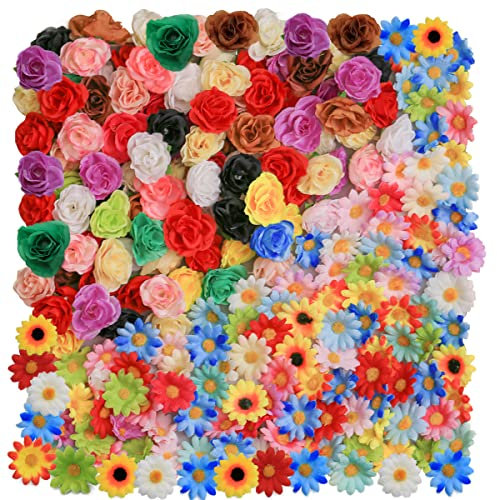200 Stücke Dekoblumen, Künstliche Blumen Seidenblumen, Künstliche Blumen, Sonnenblumen Girlande, Klein Kunstblüten, Seidenblumen Dekoblüten, Deko Blumen für DIY Basteln Hochzeit Feste Party Home