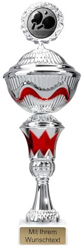 Pokale 6er Serie 57000 Silber/rot mit Deckel 36,6 cm