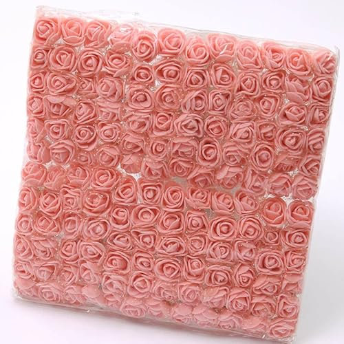 144pcs Mini Fake Lace PE Rose Foam Flower Heads Bouquet Artificial Roses For Home Decor Scrapbooking DIY Wreath ArtificiaL Flowers Wedding Flowers Accessories Make Bridal Hair Clips (Blush Pink)