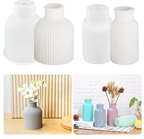 Tuxuzal 2 Stück Silikonform Vase DIY Vase Epoxidharz Formen Silikon Klein Vase Gießform Resin Blumenvase Silikonform zur Herstellung von Vasen,Kristallflaschen,Dekorativen Ornamenten