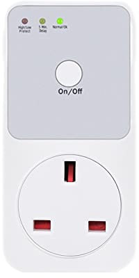 Automatic Voltage Protector Socket Switcher AC 220V Power Surge Safe Protector EU Plug Socket Voltage Safe Refrigerator Protect (Size : UK Plug)