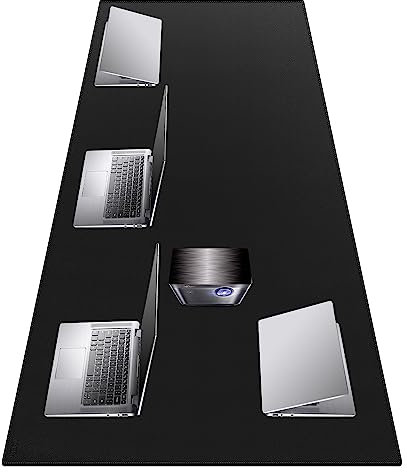 Cacoy 180x100 cm Sous Main de Bureau en Cuir, Grand Tapis de Souris et de Clavier, Tapis de table de conférence, Tapis de Bureau Multifonctionnel, Protege Bureau Hydrofuge (Noir)