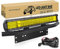 SKYWORLD 23 inch 324W Tri-Row Led Light Bar with License Number Plate Mounting Bracket Holder, 12V Wiring Harness Kit for Auto Off Road Truck Car ATV SUV 4x4, 3000K Yellow Driving Work Lamp
