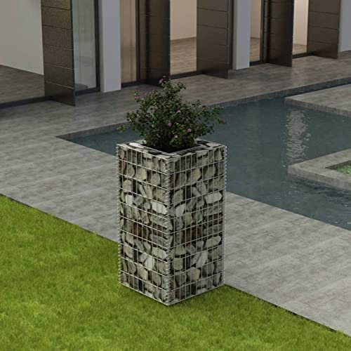 BaraSh Lit surélevé à Gabion Acier 50x50x100 cm,Bordure Pierre,Kit Gabion,Gabion Jardiniere