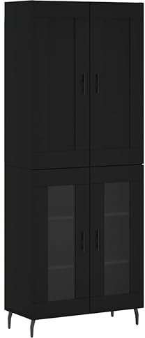 Buffet haut Noir 69,5x34x180 cm Bois d ingénierie