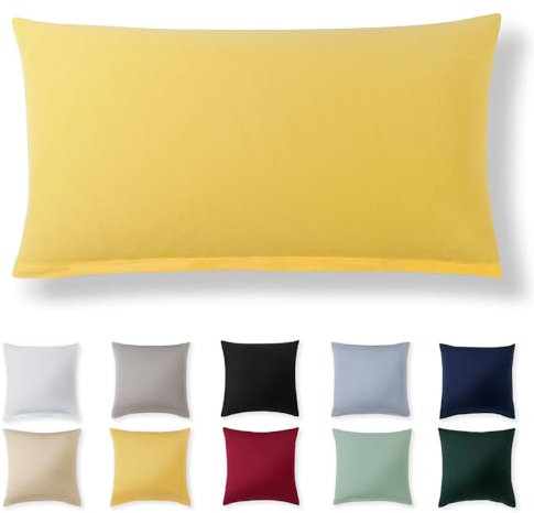 Alreya Federa in 100% jersey di cotone con chiusura lampo - 40 x 80 cm - Giallo - Federa Cuscino, Copricuscino Divano, Federa super morbida 40x80