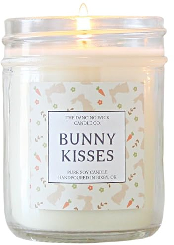 The Dancing Wick Candle – Bunny Kisses Candle – Hand-Poured 8oz Soy Wax with Sweet Lemon, Strawberry & Vanilla – Spring, Easter, Birthday, Just Because, Gift – Made in the USA (Bunny Kisses)