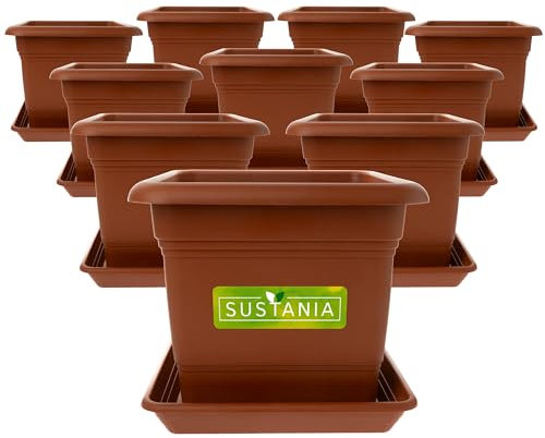 2friends Sustania Grand bac à Plantes extérieur Set de 10-40x40 Robuste Pot de Fleurs, Grand bac à Fleurs, Cache-Pot Terracotta, Pot de Plantes Haut pour Jardin & terrasse