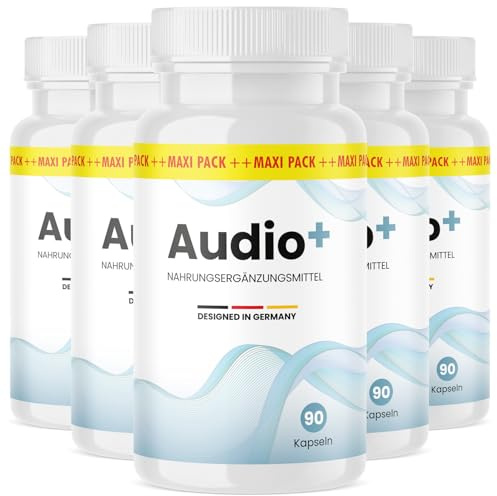 Audio+ Kapseln | für Frauen und Männer geeignet | mit natürlichen Inhaltsstoffen | 90 Kapseln pro Dose 5x