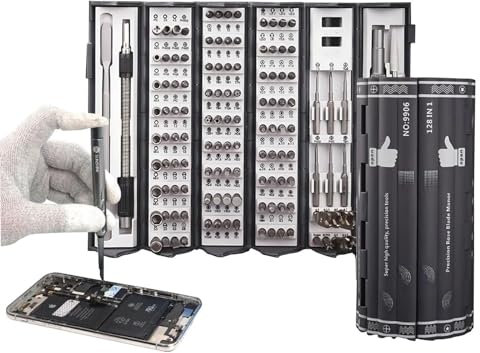Jeu de tournevis de précision 128 pièces en 1-jeu d'outils de tournevis manuel magnétique, à utiliser pour la réparation et le démontage d'appareils photo numériques et autres appareils(A)