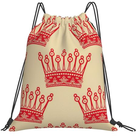 BREAUX Schultertasche mit Kordelzug, Motiv: rote Krone, Turnbeutel, Outdoor-Umhängetasche, Sport-Yoga-Tasche, weiß, Einheitsgröße, Rucksack