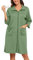 Lovasy Kimono Corto da Donna con Cerniera Accappatoi in Maglia Waffle Vestaglia kimono Morbido e Leggero al Ginocchio Accappatoio con tasche A Verde M