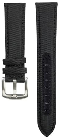 WB Original Premium Segeltuch-Uhrenarmband | 10 Farben - 18, 19, 20, 21, 22 mm - Schließe: Silber Gebürstet | Cordura, Leder | Ersatz-Armband