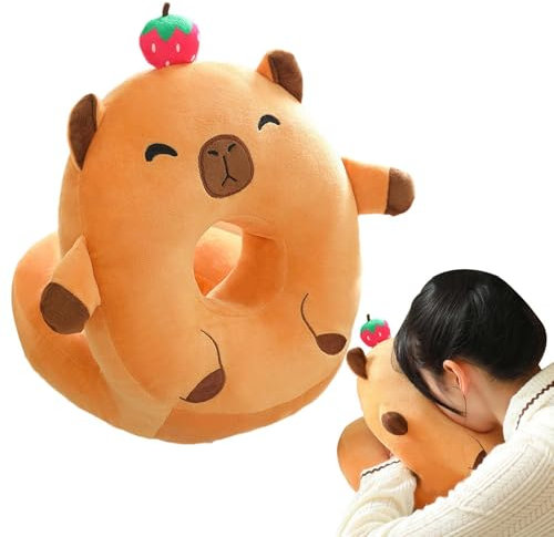 Generisch Desk Napping Pillow, Capybara Stuffed Animal Pillow, Capybara Plush Toy Throw Pillow, Breathable Nap Face Pillow, Plush Stuffed Pillow, Neck Comfort for School, Libraby and Workplace