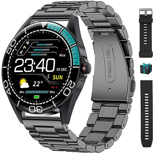 BANGWEI Smartwatch für Herren, 1,32 Zoll (3,9 cm), HD-Display, Smartwatch mit Bluetooth, Anrufe, 400 mAh, Akku, 100 + Sportmodi, Herzfrequenz, SpO2, Schlaf, IP68, wasserdicht, für Android iOS