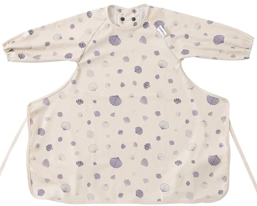 Yiupea Baby Lätzchen mit Langen Ärmeln Befestigen, um Hochstuhl für 6 bis 24 Monate, Wasserdicht Leicht zu Reinigen Baby Entwöhnung Lätzchen und Maschine Waschbar, PU Weiches Material &BLW-Beige