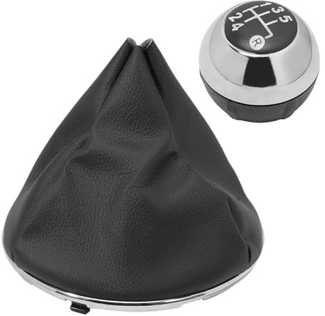 ZEALfix Pomo de palanca de cambios y polaina compatible con Fiat 500 500c 2007-2018 con anillo de retención 55344016 50295325 50293173 chapado