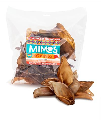MIMOS Rinderohren für Hunde 500g - Fett- und geruchsarme Hunde Kauartikel für Langen Kauspaß, Natürliche Kausnacks für Hunde ohne Zusätze und Getreide