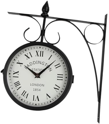 perfk Doppelseitige Wanduhr, Ornament, europäischer Stil, Retro-Bahnhofsuhr, Dekor, dekorative Uhr für Wohnzimmer, Schlafzimmer, Zuhause