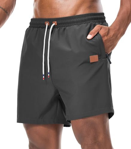 Curluriy Running-Shorts für Herren Workout Fitness Jogginghose Männer Mit Reißverschluss Taschen Kurze Sport Elastische Taille