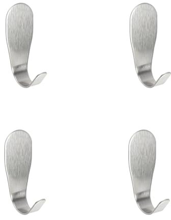 DmDoyy Crochet Adhésif Mural En Acier Inoxydable 4 Pièces - Porte Serviette Salle De Bain & Cuisine, Adhésif Puissant Sans Percer Pour Murs Lisses, Torchons Et Tableaux