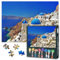 Jigsaw Puzzles 1000 Piece for Adults - Santorini Greece Landscapes: White & Blue Island Village, Aegean Sea Panoramic Art Puzzle, Premium Puzzle Board - 27.5x19.7 in