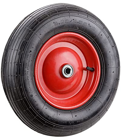 DEMA Schubkarrenrad Ersatzrad 40 cm Metallfelge Kugellager 16 mm Achse | Ersatzrad, Wheelbarrow Wheel, Schubkarre Rad, Kugellager, Stahlfelge, Baukarre, 100 kg Traglast, robust, 16 mm Achsaufnahme