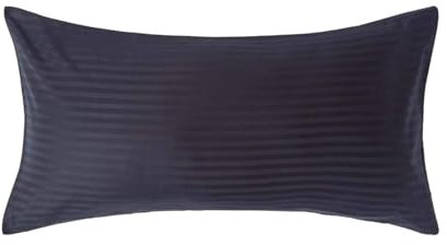 HOMESCAPES Damast Kissenbezug schwarz 50x90 cm mit Satin-Streifen & Hotelverschluss, 100% ägyptische Baumwolle, Fadendichte 330