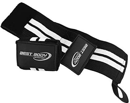 Best Body Nutrition Handgelenkbandagen Paar – schwarz – 50 cm – extra stark – ideal für Kraftdreikampf –Wettkampfzulassung – elastisch, stabilisierend