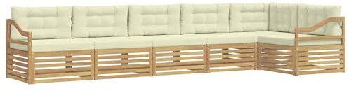 vidaXL Outdoor-Sofagarnitur 6 pcs Weiß und Creme 404 x 166,5 x 73 cm, Patio-Sofa, langlebige Gartensitzmöbel, modernes Lounge-Set für Komfort im Freien