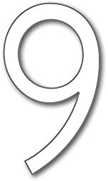 House Number 9 AVENIDA Door Numbers in 3 Sizes (15, 20, 25cm / 5.9, 7.8, 9.8inches) Modern Floating House Number Acrylic incl. Fixings, Colour:White, Size:25cm / 9.8'' / 250mm