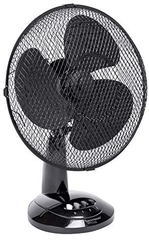 Bestron Ventilateur de table mobile Ø 35cm, Petit ventilateur avec 3 niveaux de vitesse & fonction oscillation 75°, Hauteur : 35 cm, 40 Watts, DDF35Z, Couleur: Noir