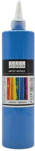 SÜDOR Acrylfarbe 500 ml – Geeignet für Acryl-Pouring. Hochpigmentierte, deckende Künstler-Malfarbe zum Bemalen auf Holz, Leinwand, Stein, Papier, Stoff & Metall. Vegan (Hellblau)