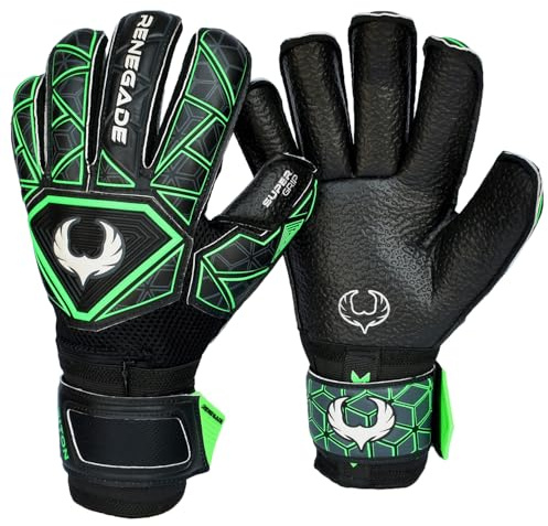Renegade GK Triton Goalie Gloves with Microbe-Guard (Sizes 5-11, 3 Styles, Lvl 2) Pro Fingersaves | Durable 3.5+3mm Super Grip | Hard Ground GK Glove | Best Grip & Protection | Adults, Juniors, Kids