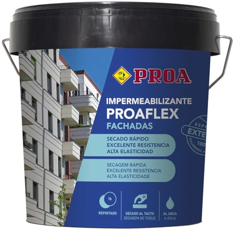 Impermeabilizante elástica para fachadas LUGO. 15 L. Proaflex PROA. Antigoteras.